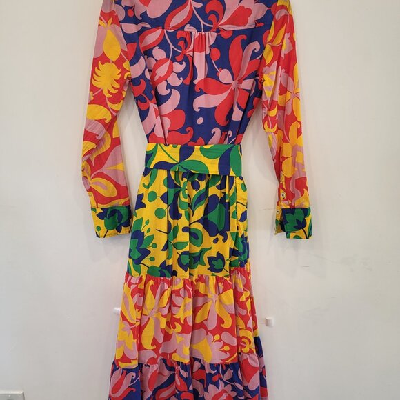 Boden Floral Print Maxi Dress featuring long balloon sleeves Size US 2P - Picture 6 of 7